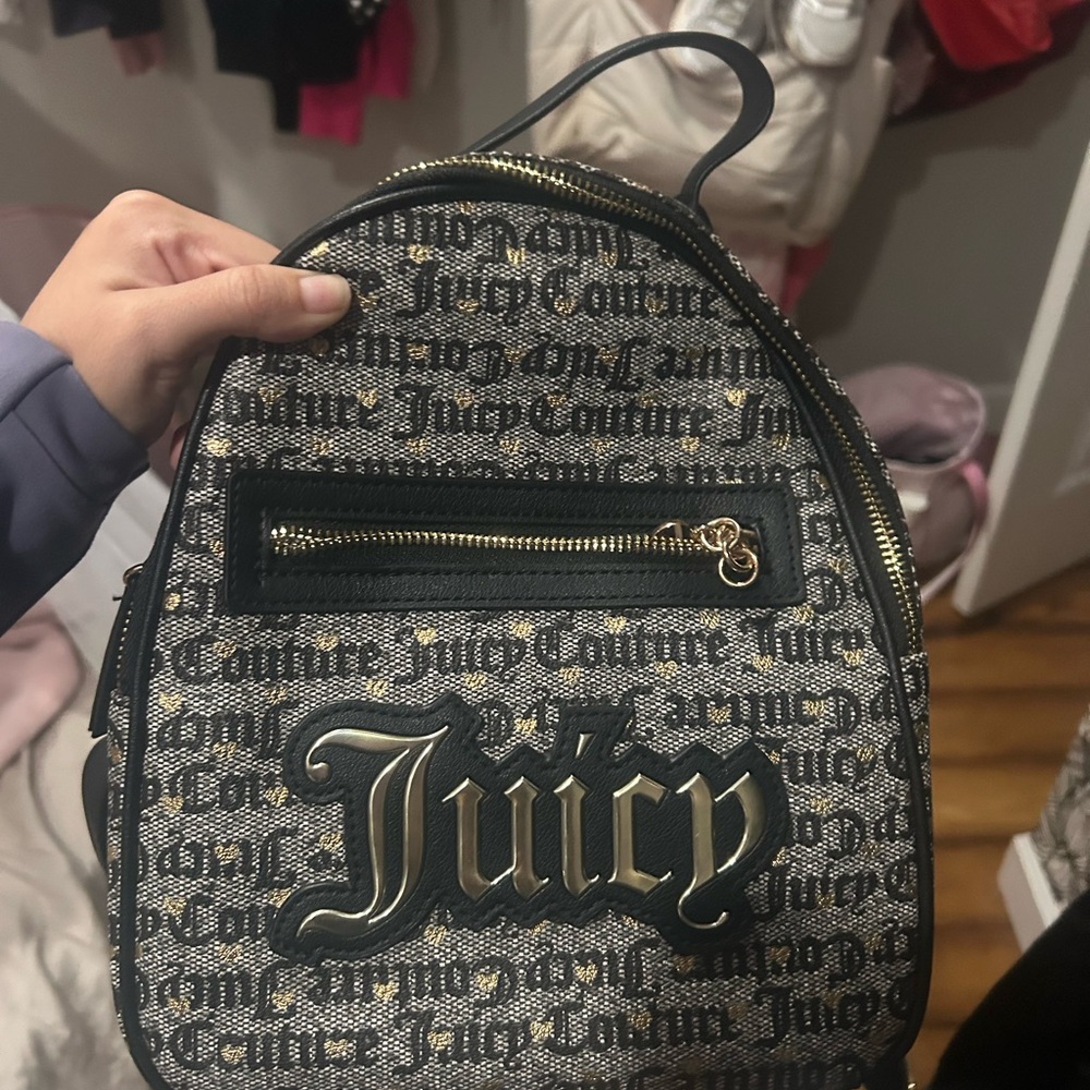 Juicy Couture Black and Gold Logo Backpack